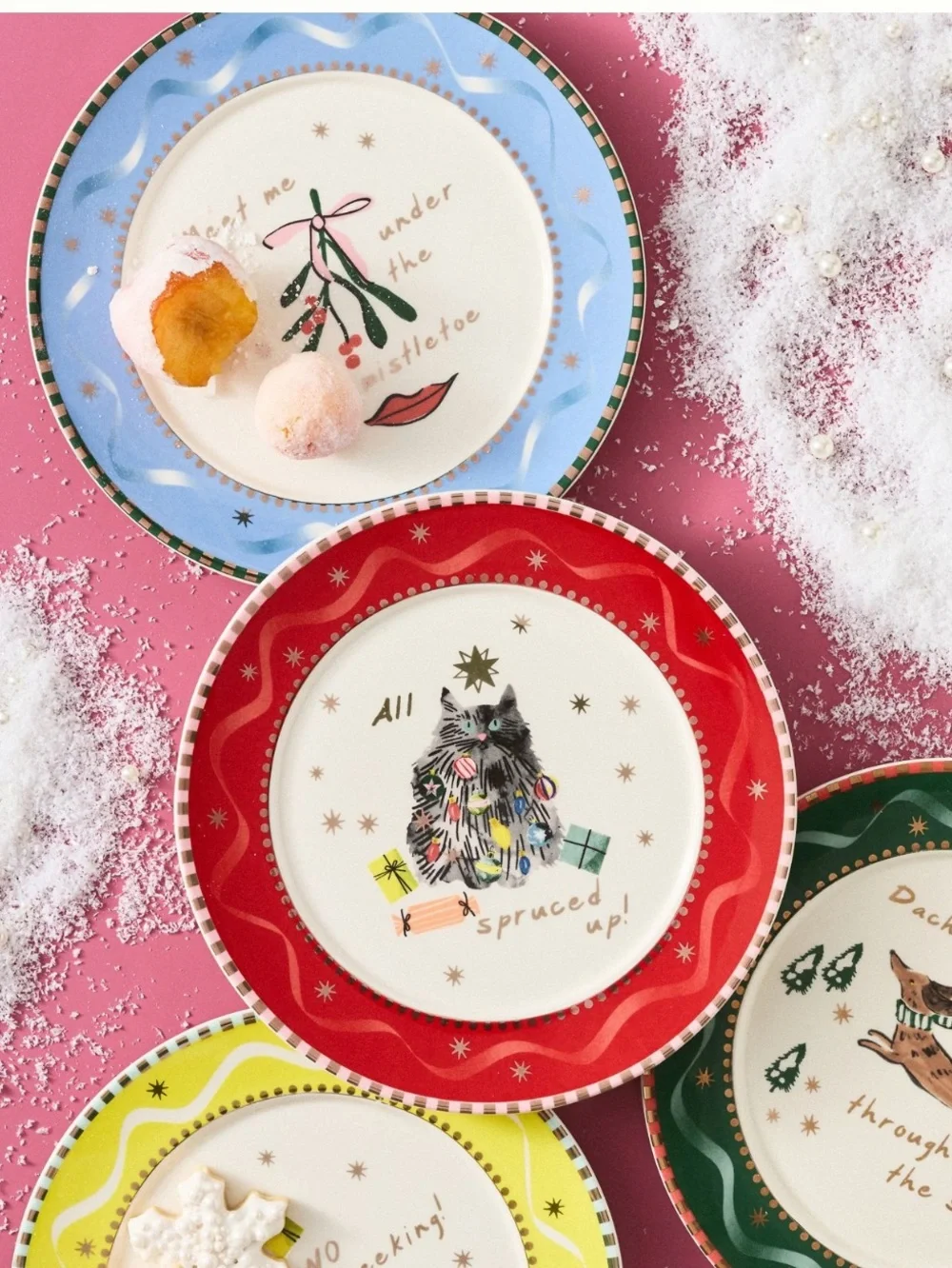 🌲Anthropologie Caroline Stoneware Plate New Meet Me Under The Mistletoe 8” Blue